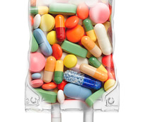 pills in an I V bag representing the myers treatment